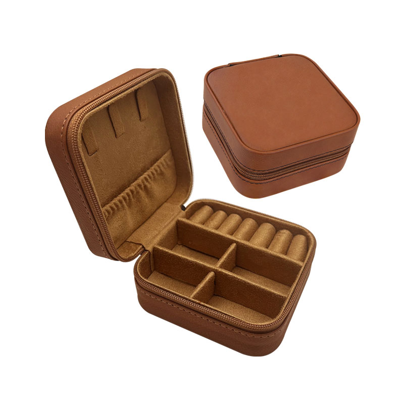 4/4 Laserable Leatherette Travel Jewelry Box with Tan Lining 4/4 Laserable Leatherette Travel Jewelry Box with Tan Lining