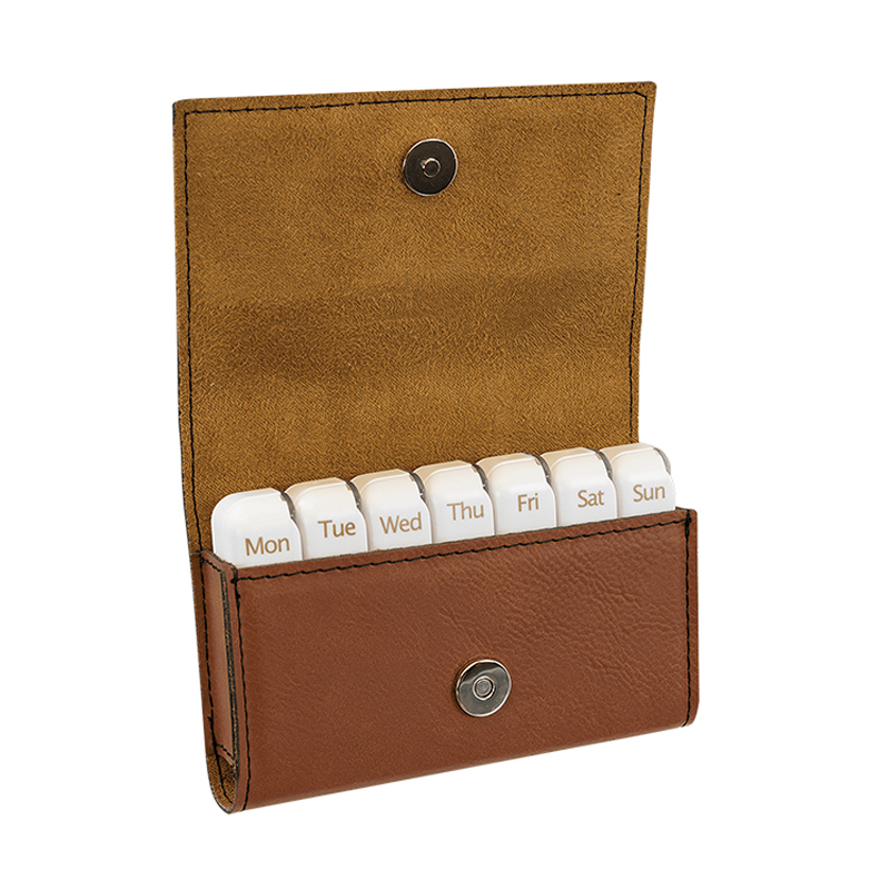 4 3/4' x 3 1/8' Laserable Leatherette Pill Box