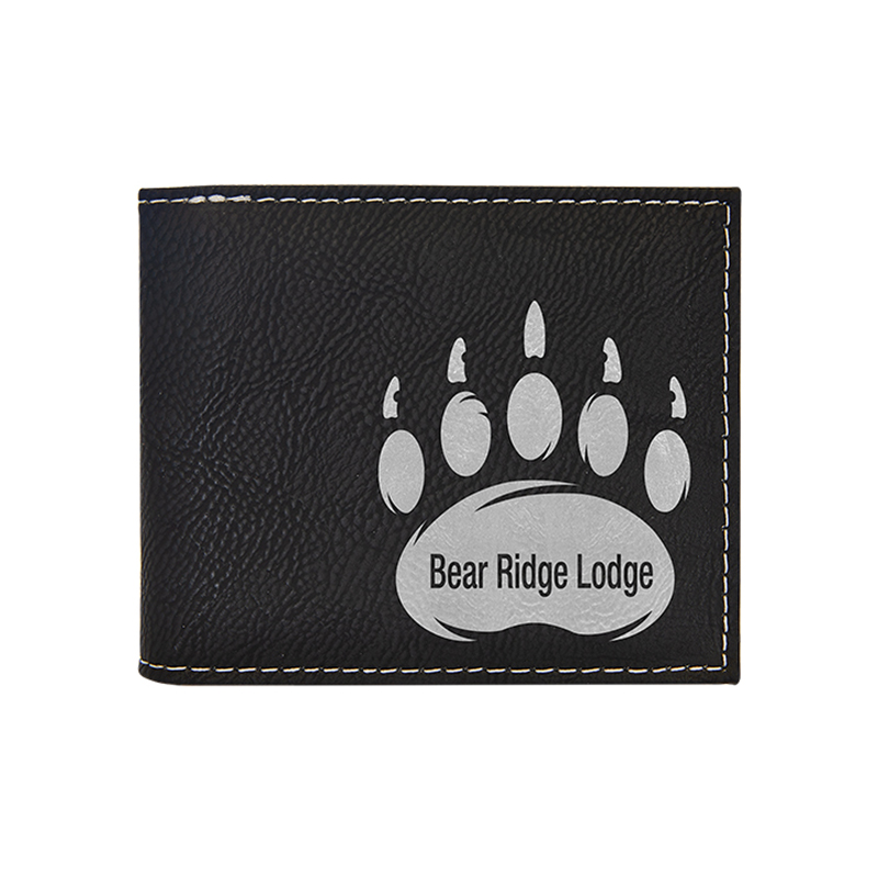 Laserable Leatherette Bi-fold Wallet w / Flip ID Display