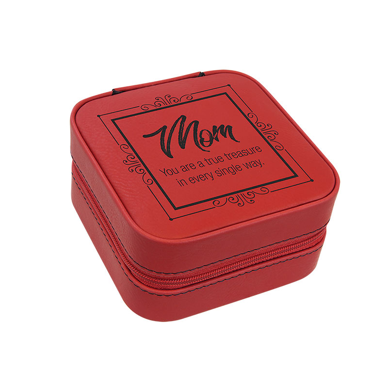 4/4 Laserable Leatherette Travel Jewelry Box with Black Lining 4/4 Laserable Leatherette Travel Jewelry Box with Black Lining
