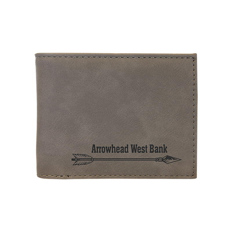 Laserable Leatherette Bi-fold Wallet w / Flip ID Display
