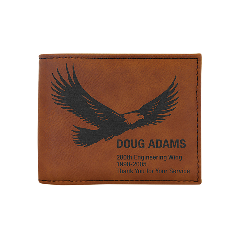 Laserable Leatherette Bi-fold Wallet w / Flip ID Display