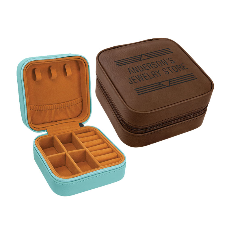 4/4 Laserable Leatherette Travel Jewelry Box with Black Lining 4/4 Laserable Leatherette Travel Jewelry Box with Black Lining