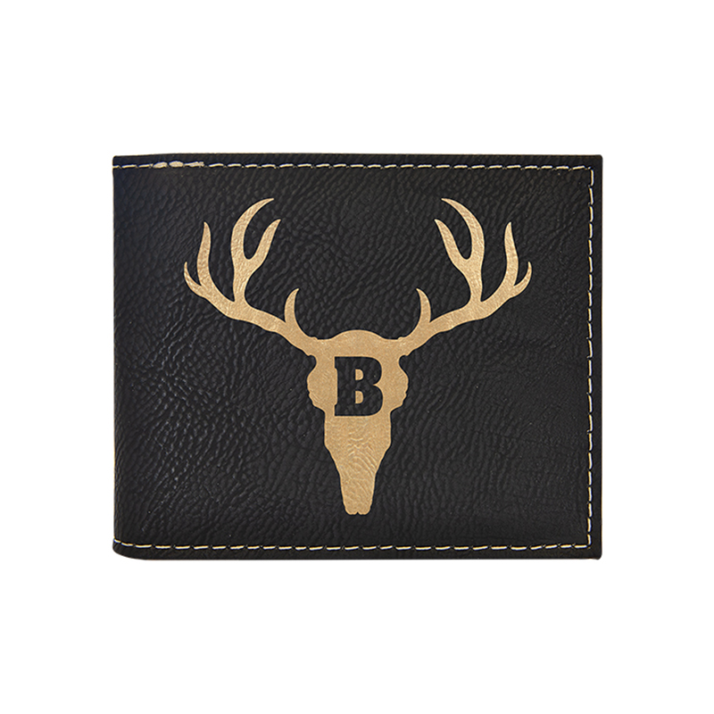 Laserable Leatherette Bi-fold Wallet w / Flip ID Display