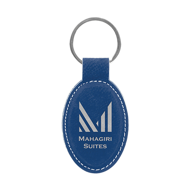 Laserable Leatherette Oval Keychain