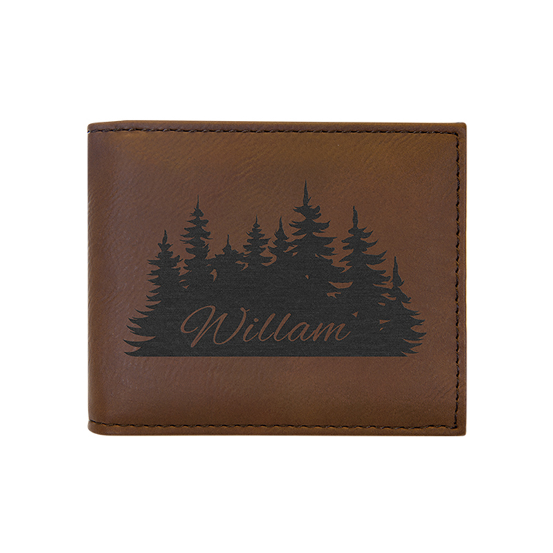 Laserable Leatherette Bi-fold Wallet w / Flip ID Display