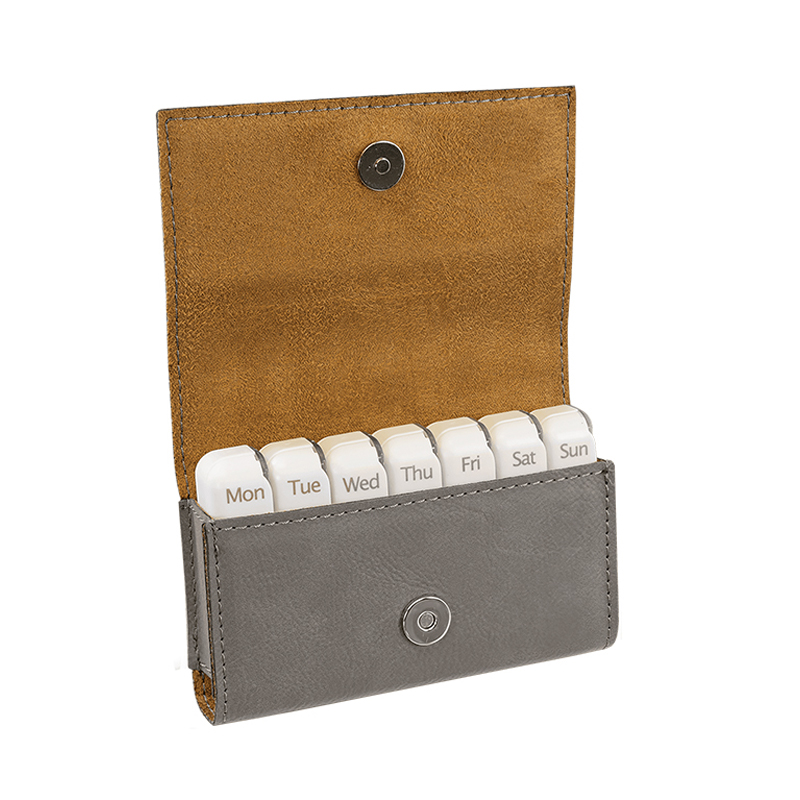 4 3/4' x 3 1/8' Laserable Leatherette Pill Box