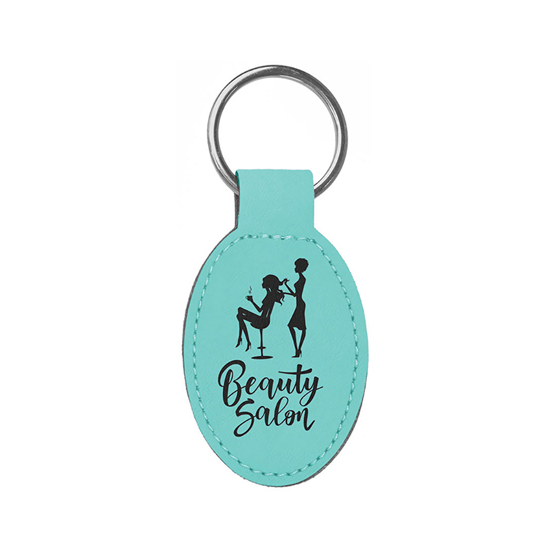 Laserable Leatherette Oval Keychain
