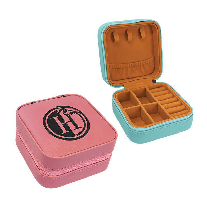 4/4 Laserable Leatherette Travel Jewelry Box with Black Lining 4/4 Laserable Leatherette Travel Jewelry Box with Black Lining