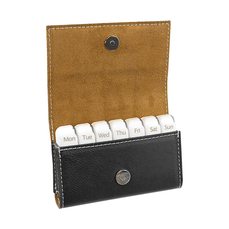 4 3/4' x 3 1/8' Laserable Leatherette Pill Box