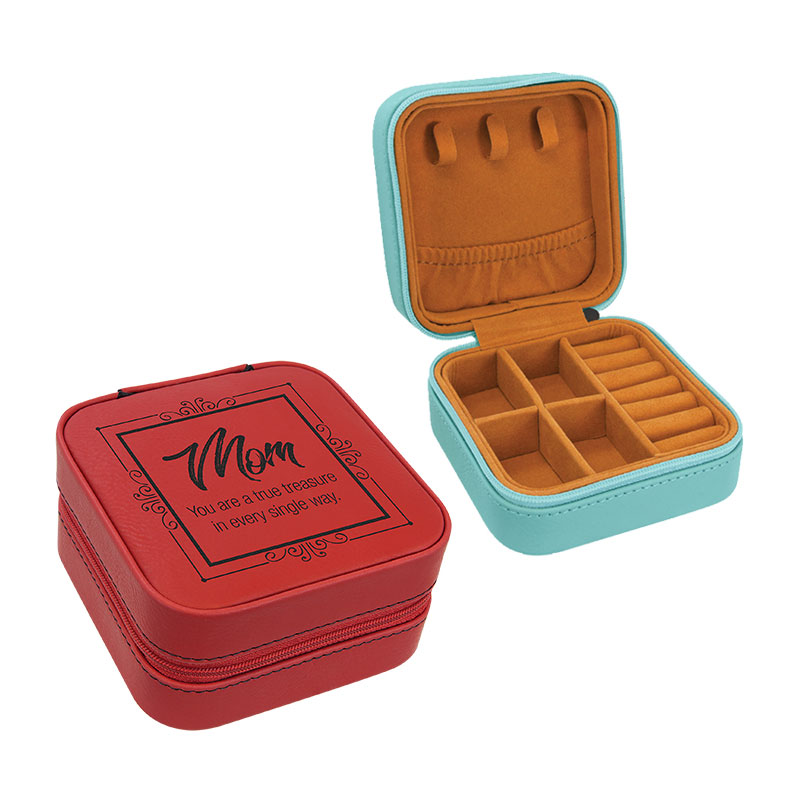 4/4 Laserable Leatherette Travel Jewelry Box with Black Lining 4/4 Laserable Leatherette Travel Jewelry Box with Black Lining