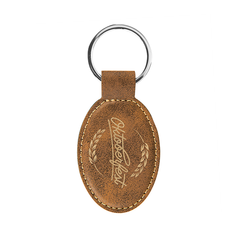 Laserable Leatherette Oval Keychain