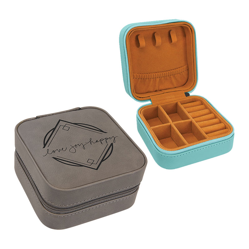 4/4 Laserable Leatherette Travel Jewelry Box with Black Lining 4/4 Laserable Leatherette Travel Jewelry Box with Black Lining