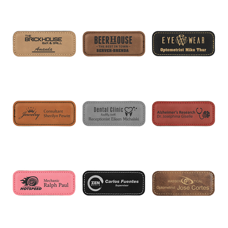 Leatherette Parvus Rectangulorum Nomina Badges