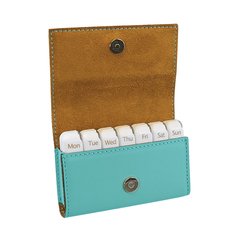 4 3/4' x 3 1/8' Laserable Leatherette Pill Box