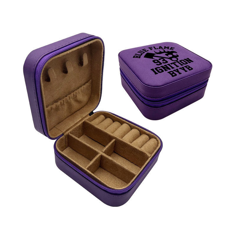 4/4 Laserable Leatherette Travel Jewelry Box with Black Lining 4/4 Laserable Leatherette Travel Jewelry Box with Black Lining