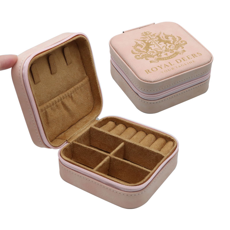 4/4 Laserable Leatherette Travel Jewelry Box with Black Lining 4/4 Laserable Leatherette Travel Jewelry Box with Black Lining