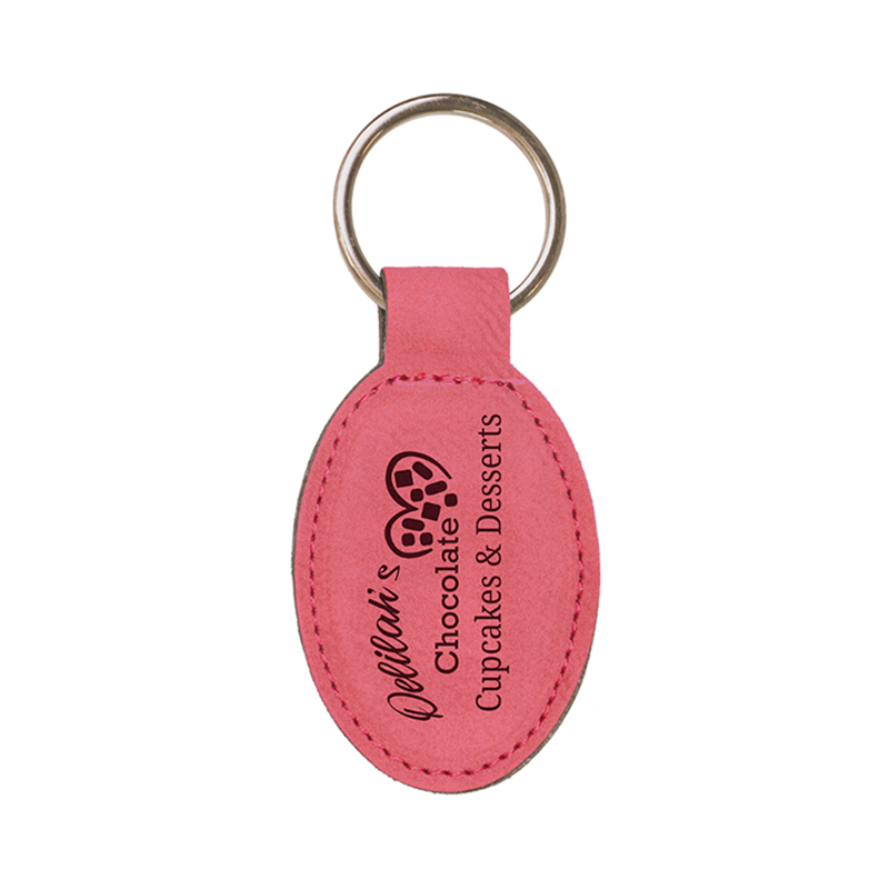 Laserable Leatherette Oval Keychain