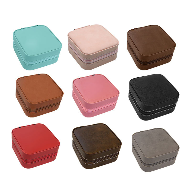4/4 Laserable Leatherette Travel Jewelry Box with Tan Lining 4/4 Laserable Leatherette Travel Jewelry Box with Tan Lining