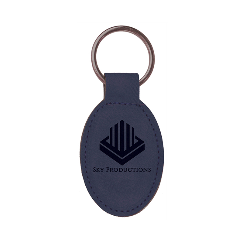 Laserable Leatherette Oval Keychain