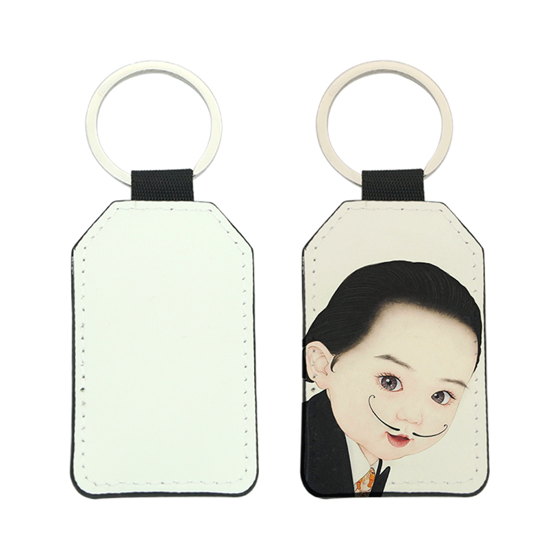 Sublimation PU Leather Rectangle Keyring - Double Sided Printing