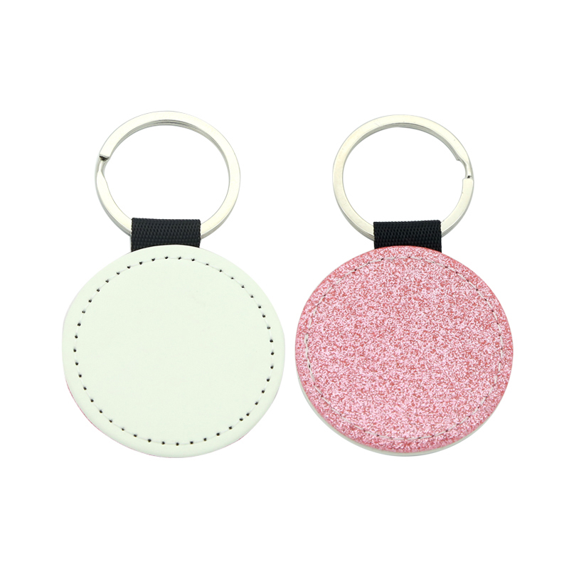 Sublimatio Glittering Leatherette Keychain circum - Single Sided Printing