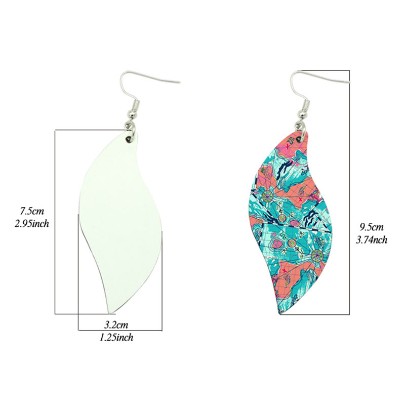 Sublimatione PU Leather Earring Folium Figura (par)