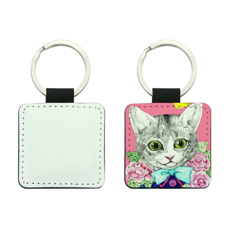 Sublimation PU Leather Square Keyring - Double Sided Printing