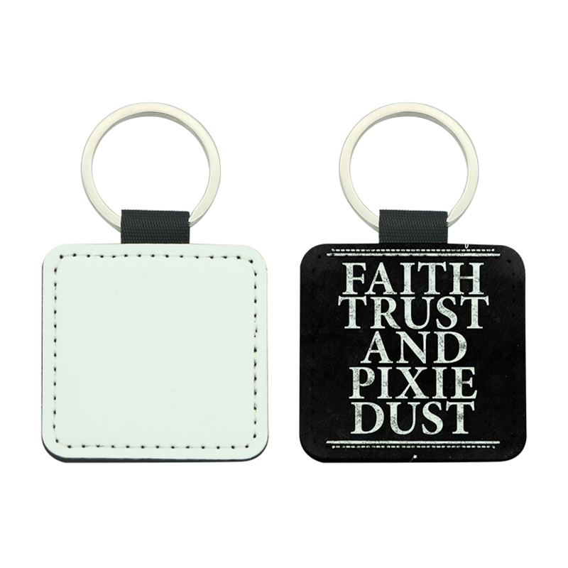 Sublimation PU Leather Square Keyring - Double Sided Printing