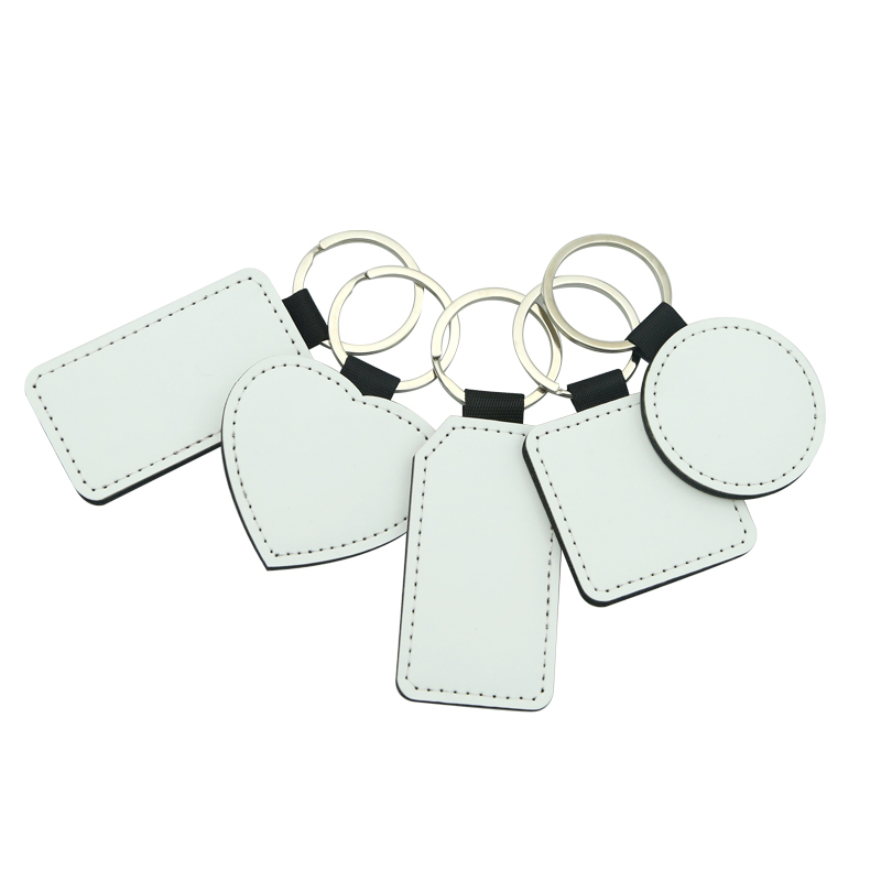 Sublimatione PU Leather Rectangulum cum Trapezoideis angulis Keyring - Single Sided Edition