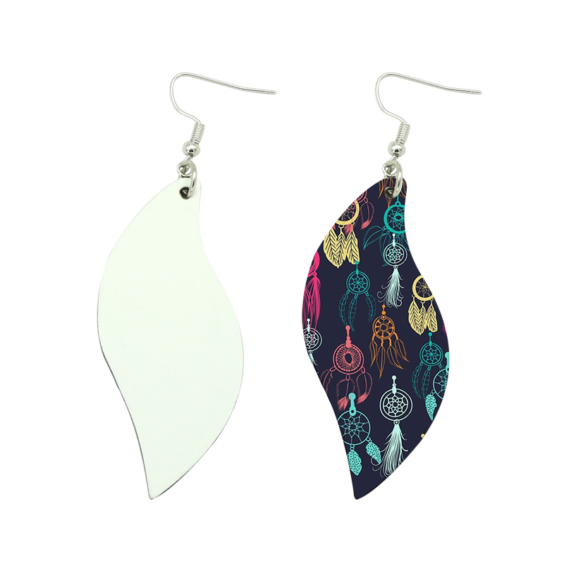 Sublimatione PU Leather Earring Folium Figura (par)