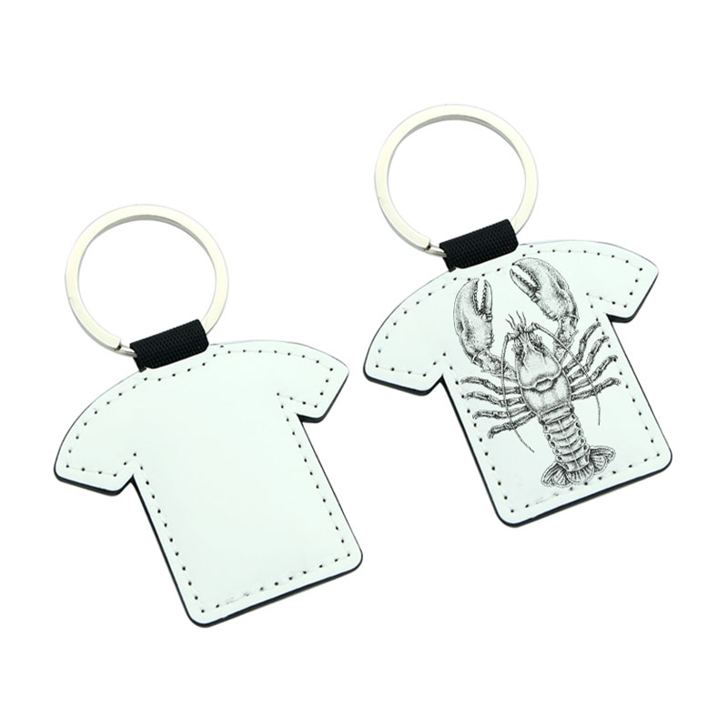 Sublimatio PU Leather T-shirt Shape Keyring - Double Sided Printing Sublimatio PU Leather T-shirt Shape Keyring - Double Sided Printing