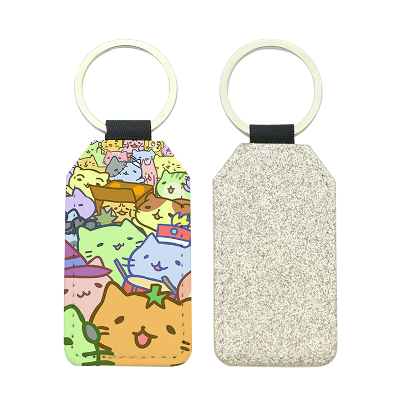 Sublimatione rutilans Leatherette Rectangulum Keychain - Single Sided Edition