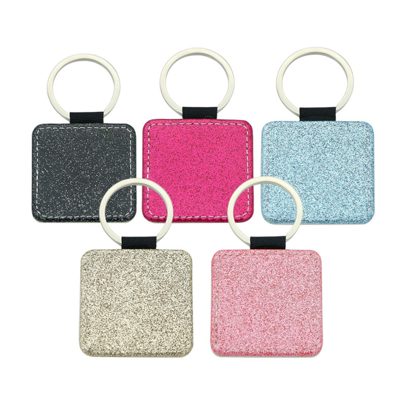 Sublimatione Glittering Leatherette Square Keychain - Single Sided Edition