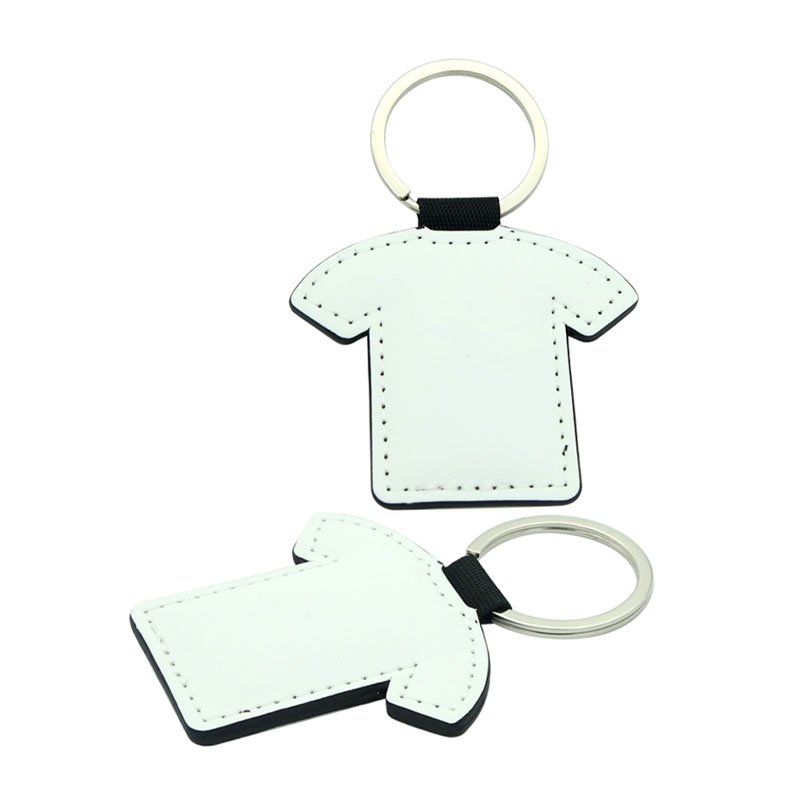 Sublimatio PU Leather T-shirt Shape Keyring - Double Sided Printing Sublimatio PU Leather T-shirt Shape Keyring - Double Sided Printing