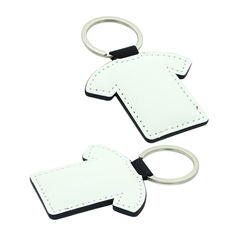 Sublimatio PU Leather T-shirt Shape Keyring - Double Sided Printing Sublimatio PU Leather T-shirt Shape Keyring - Double Sided Printing