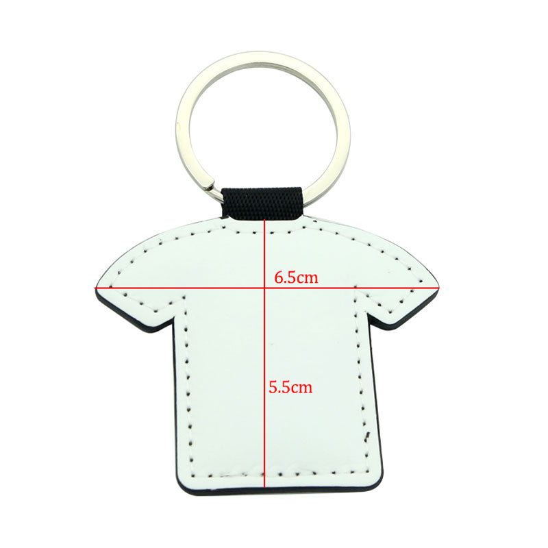 Sublimatio PU Leather T-shirt Shape Keyring - Double Sided Printing Sublimatio PU Leather T-shirt Shape Keyring - Double Sided Printing