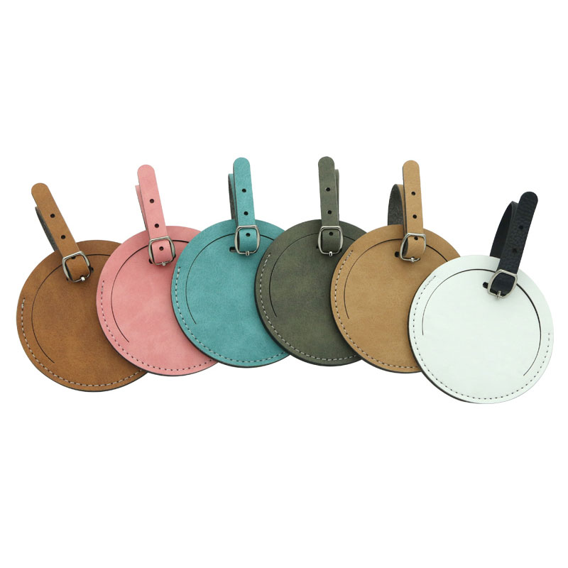 Sublimationis LAETUS Duplex latus PU Leather sarcina Tag - Round
