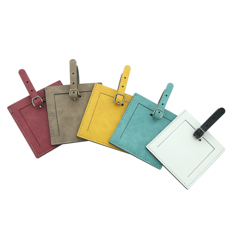 Sublimationis LAETUS Duplex latus PU Leather sarcina Tag - Square