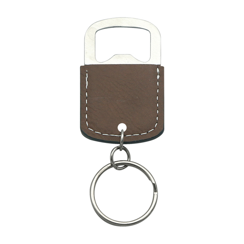 Laserable Leatherette Oval Bottle Opener Keychain
